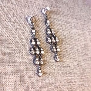 Cascading Crystal Earrings on Dark Metal - Pre-loved (2.5")